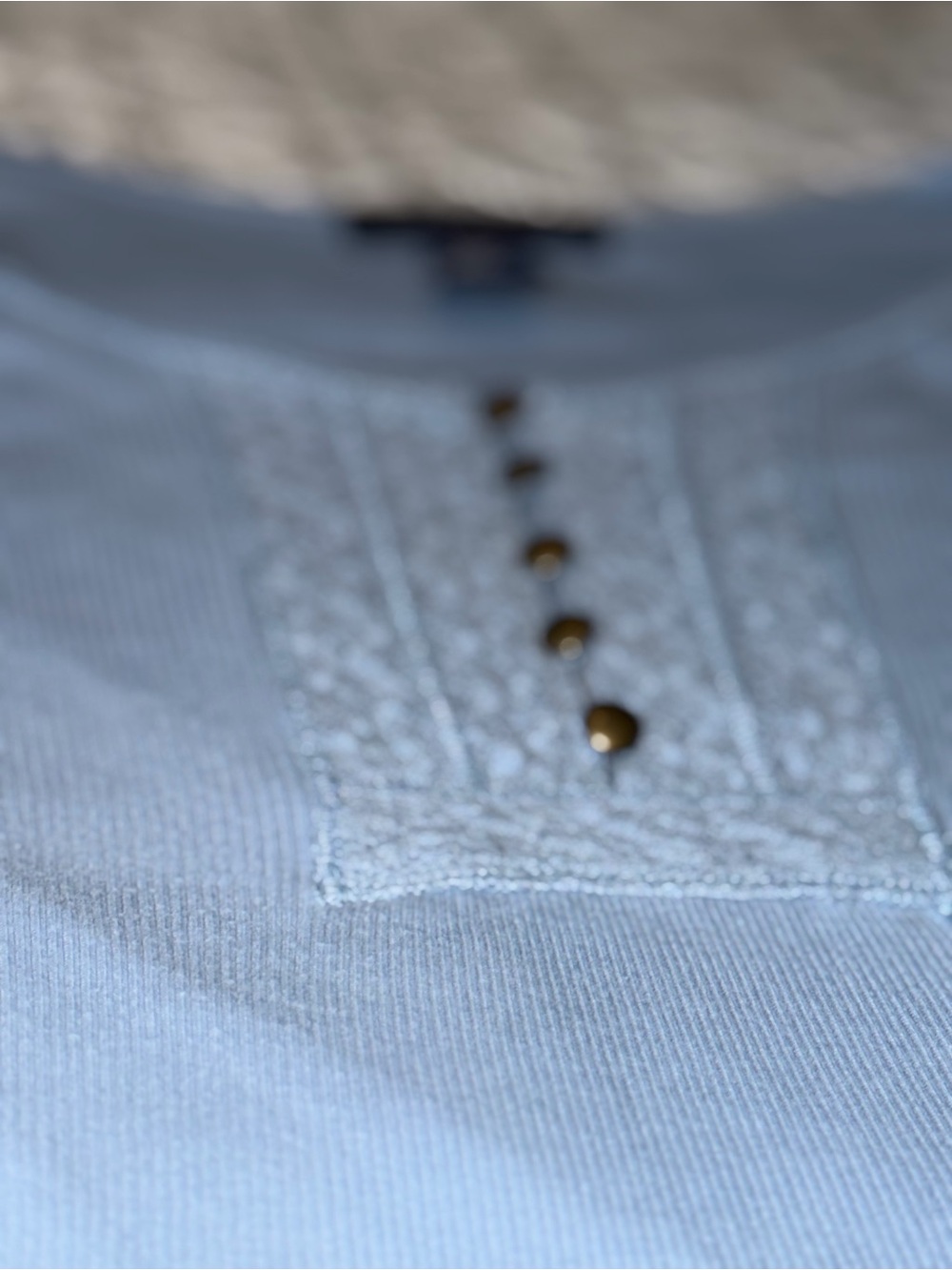 Chaps Light Blue Casual Henley with Embroidered Placket